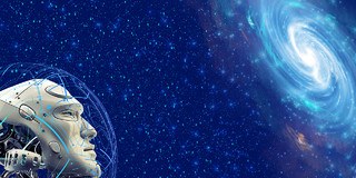 蓝色科技感唯美梦幻银河旋涡星空人工智能展板背景蓝色星空背景